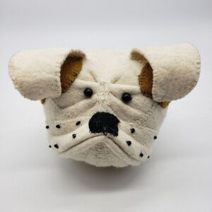 NWT Fiona Walker England Bulldog Wool Felt Wall Head Decor Handmade Nursery
